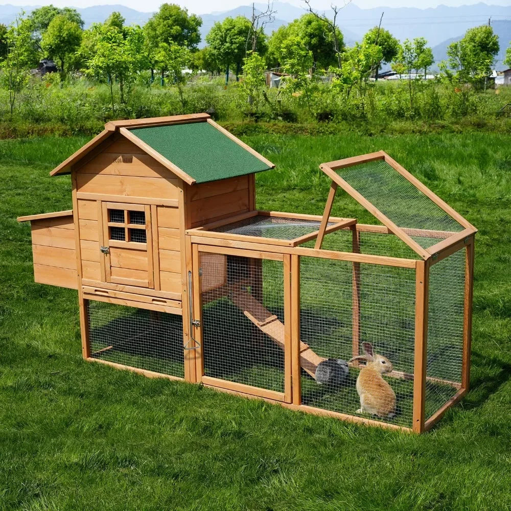 Large Waterproof Outdoor Wooden Chicken House with Nesting Box