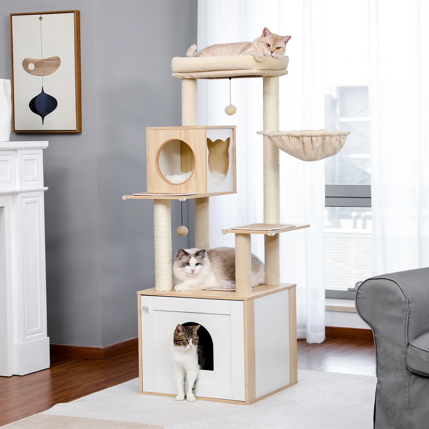 Cat Tree with Litter Box Enclosure