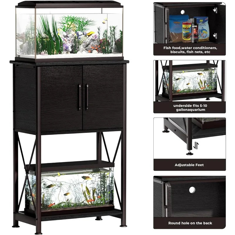 5-10 Gallon Fish Tank Stand, Metal Double Aquarium Stand