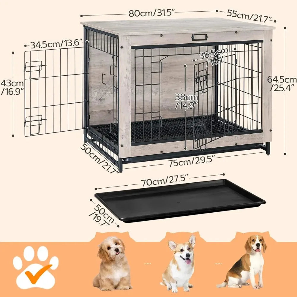 Dog Crate Furniture, 32.5" Medium Indoor Dog Kennel