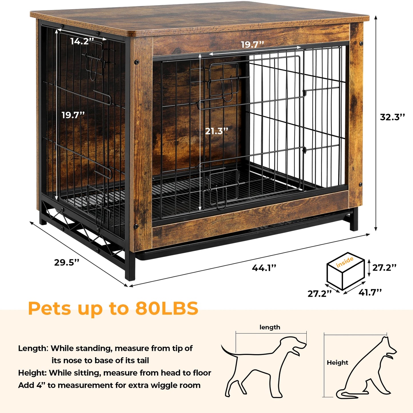 Heavy-Duty Dog Cage w/Pull-Out Removable Tray