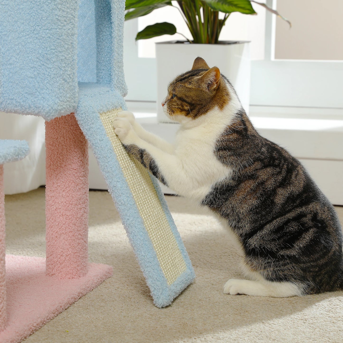 Multi-Level Cat Tower with Covered Scratching Posts