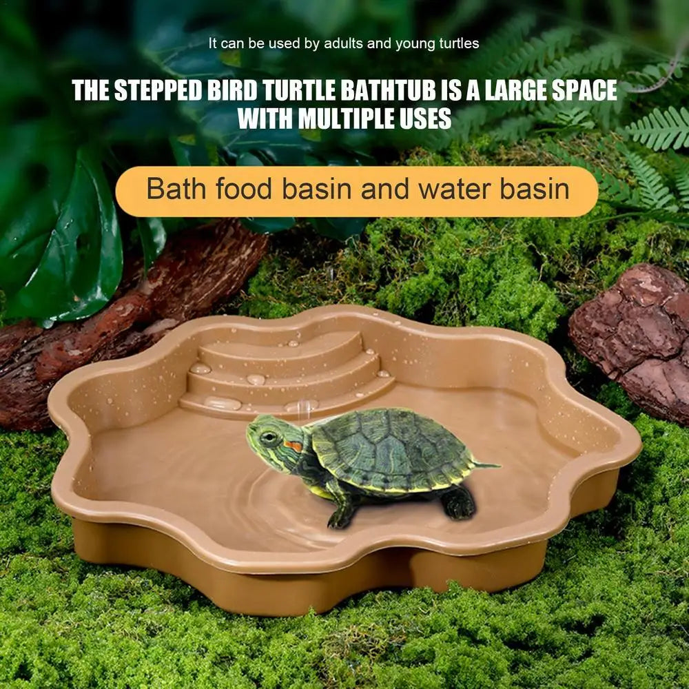 Reptile Water Dish Large Capacity Feeding Bowl For Turtles, Lizards