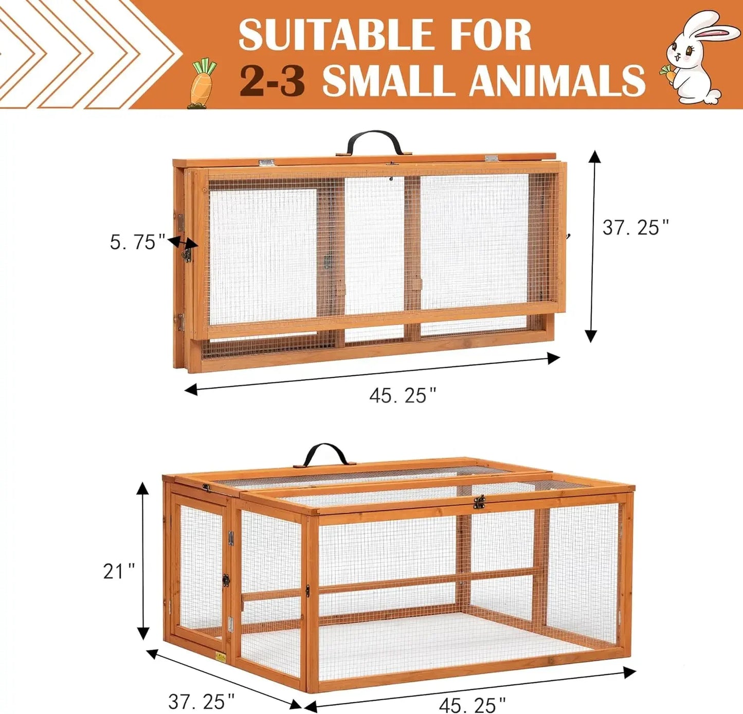 Folding Rabbit Hutch Indoor Outdoor Run with Mesh Cover