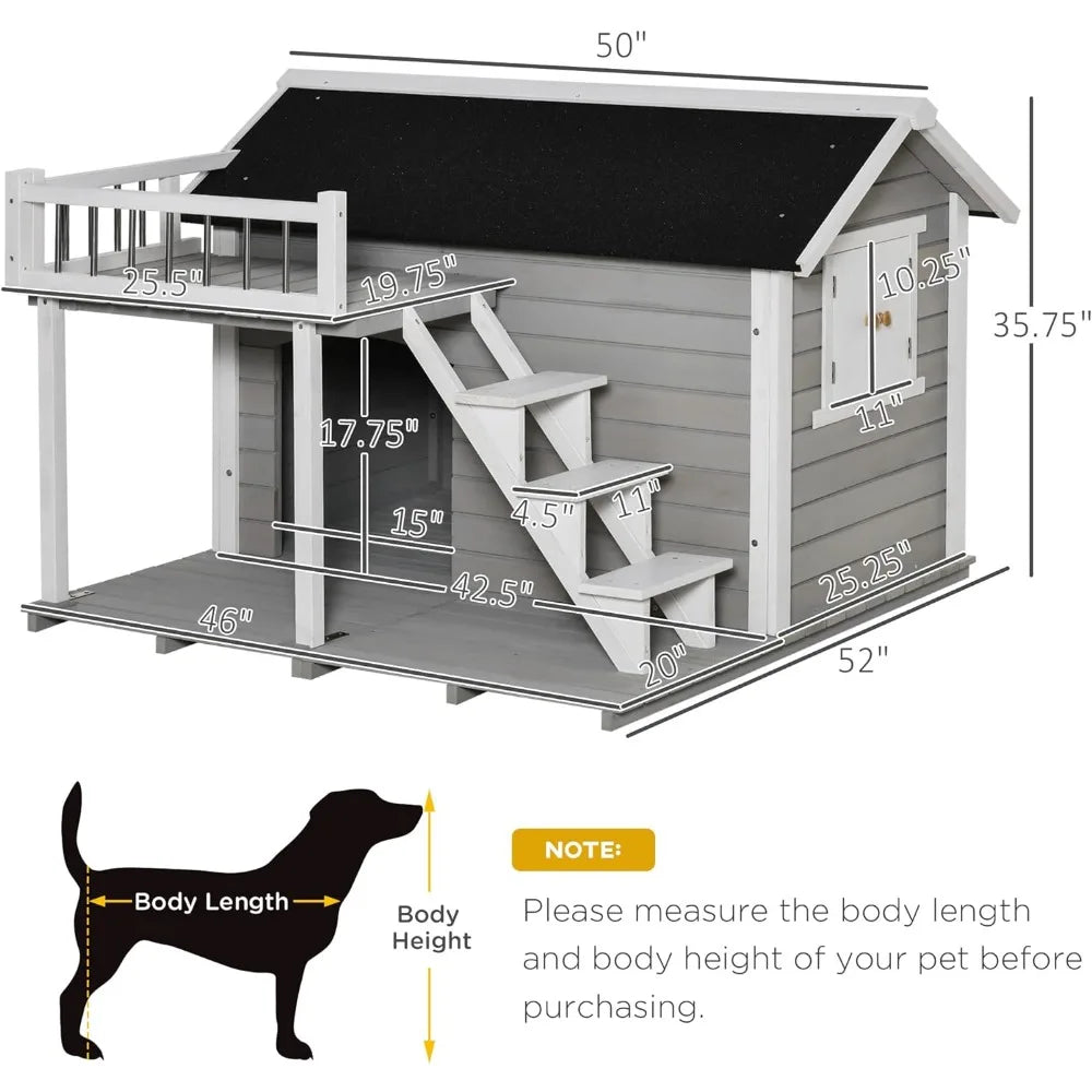 Outdoor Wooden Dog Kennel with Ladder