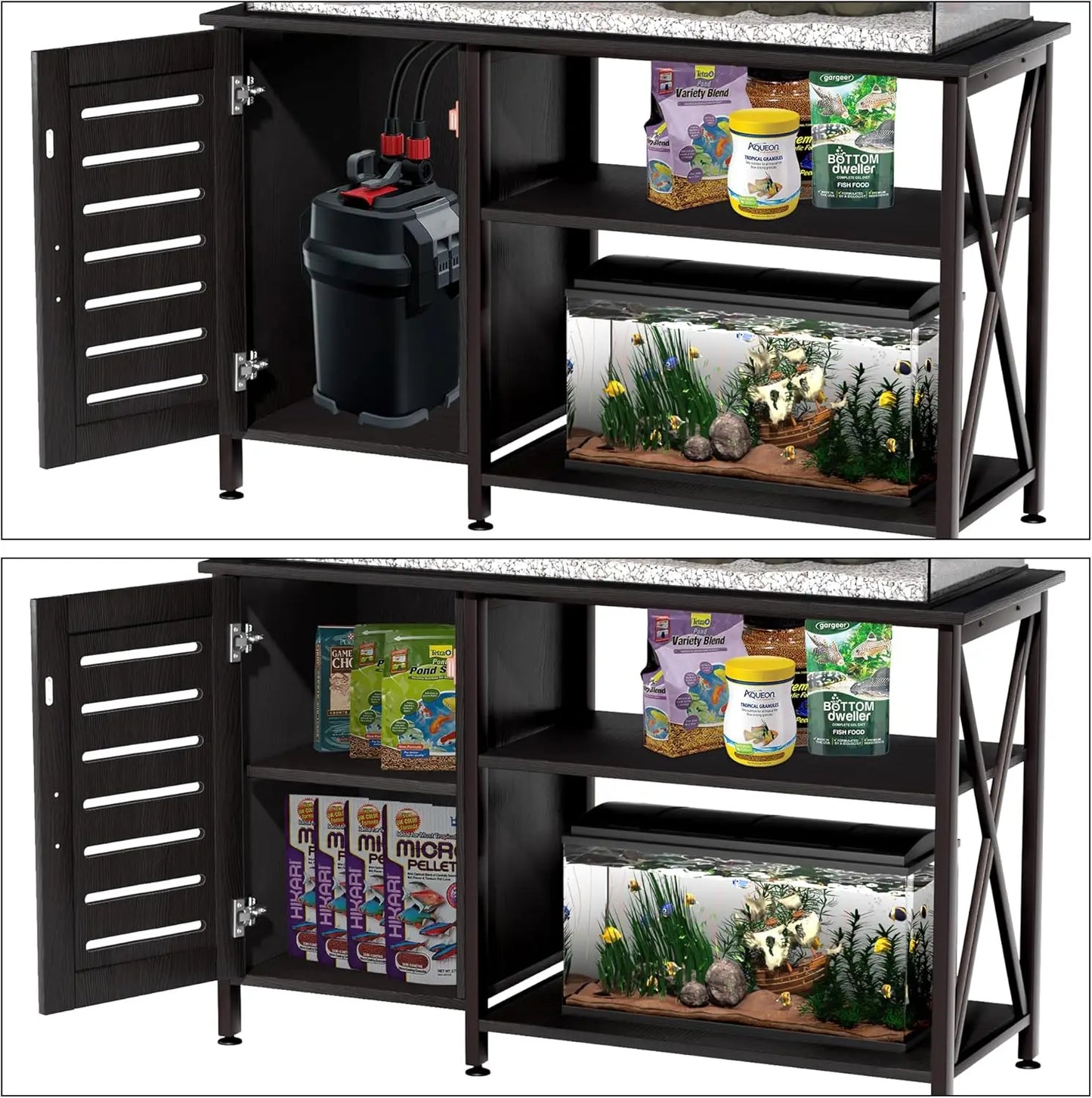 Aquarium Stand with Power Outlets and Cabinet