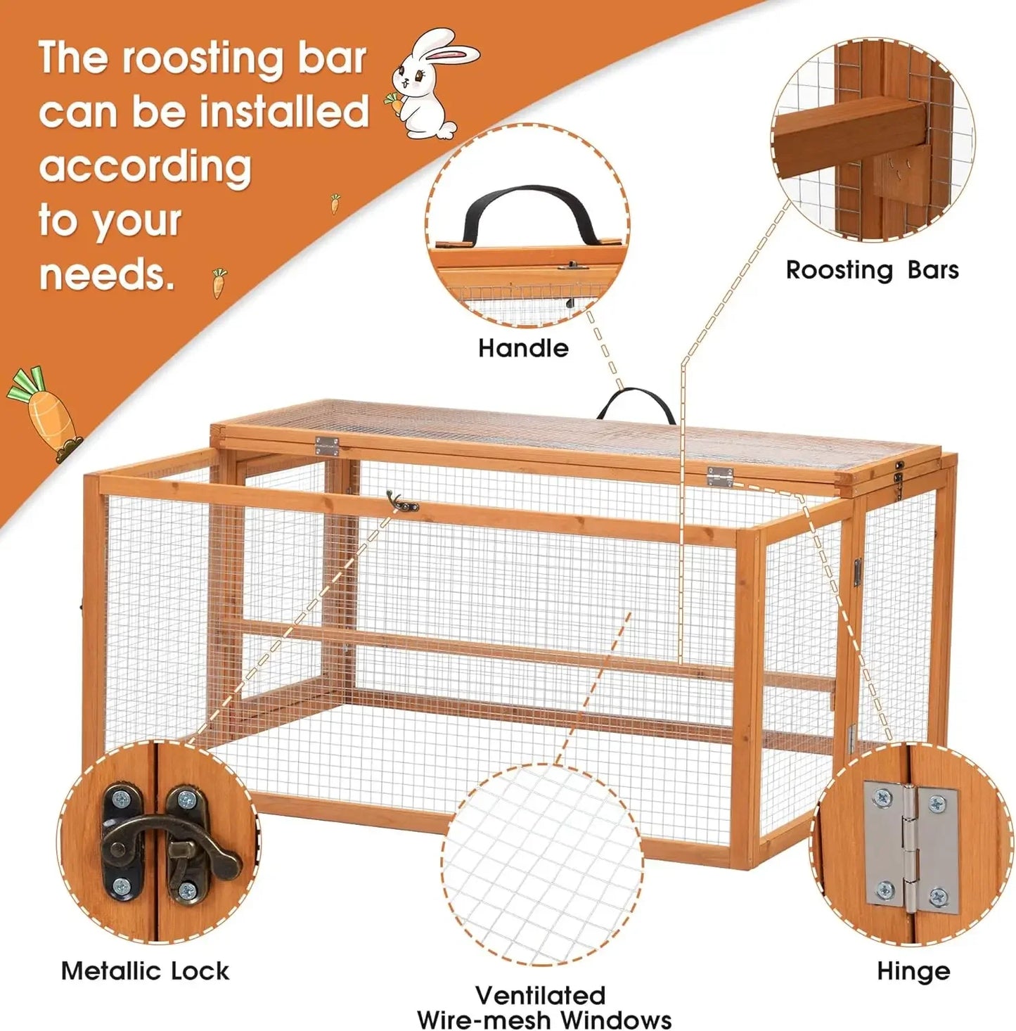 Folding Rabbit Hutch Indoor Outdoor Run with Mesh Cover