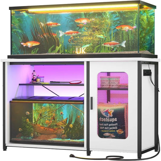 Aquarium Stand with Power Outlets & LED Light