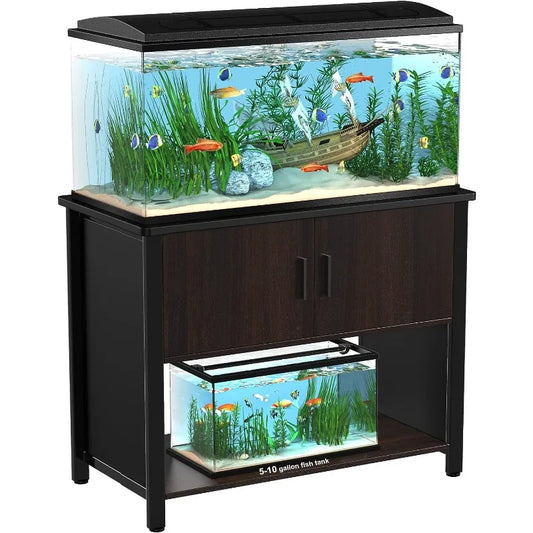 Metal Aquarium Stand with Cabinet for Fish Tank Accessories Storage