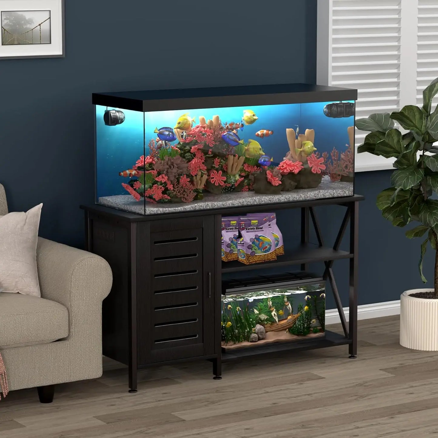 Aquarium Stand with Power Outlets and Cabinet