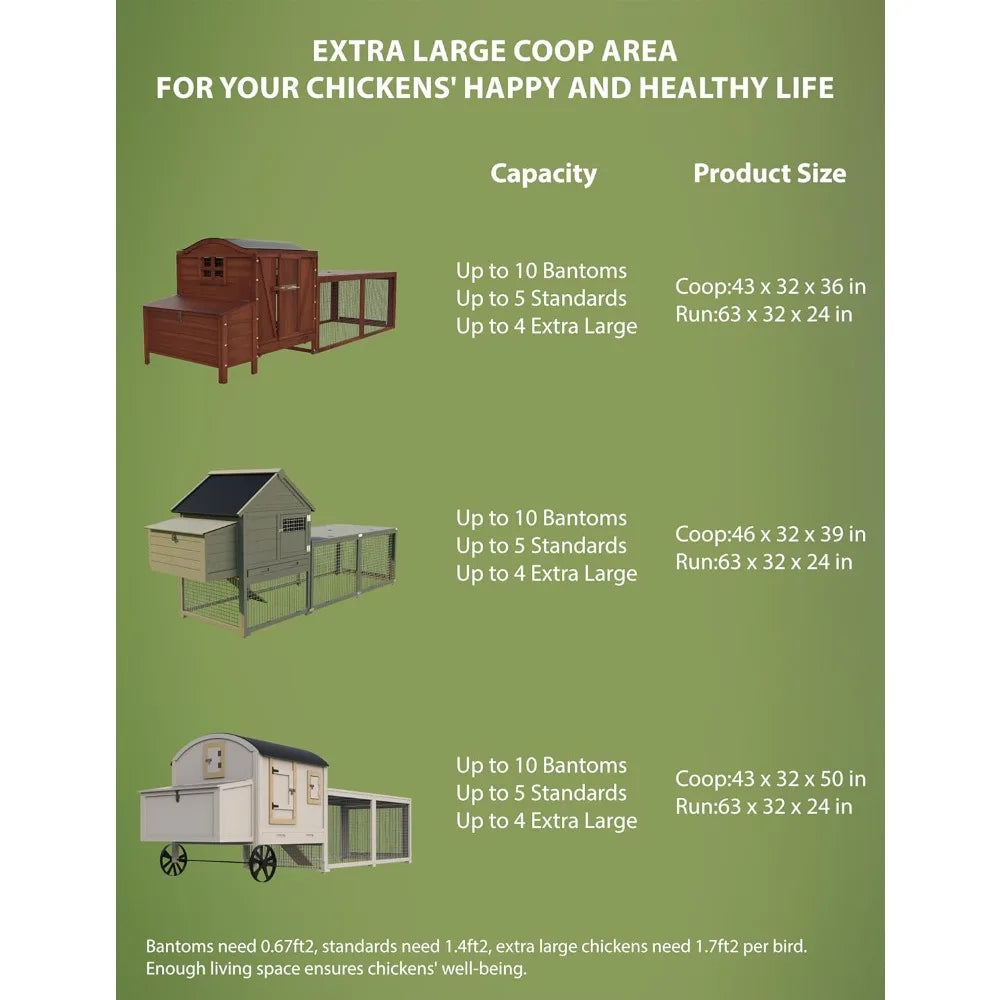 110in Outdoor Wooden Chicken Coop With Nesting Box