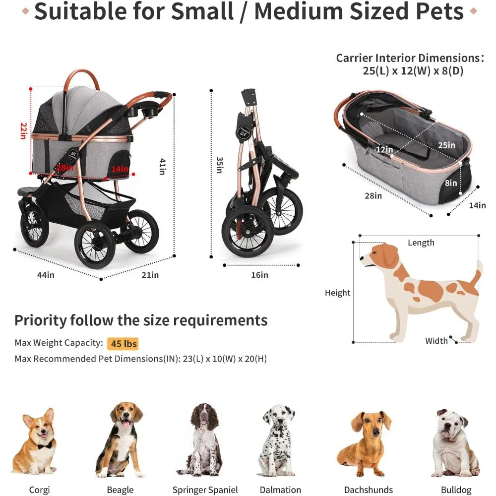 Foldable pet jogging stroller